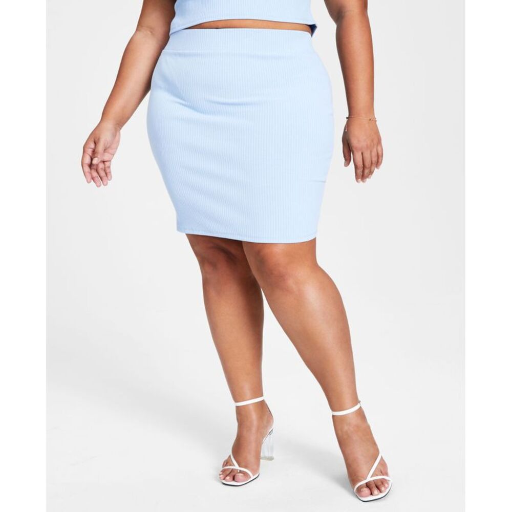 Bar III Trendy Plus Size Ribbed Mini Skirt